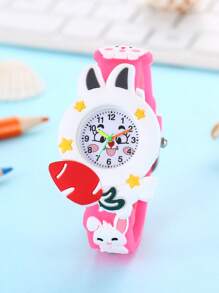 New Fashionable Cute Carrot & Rabbit Cartoon Children Silicone Quartz Watch