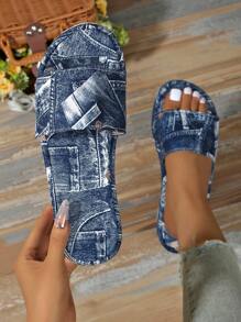 Sandalias de plataforma y cuña para mujer, zapatos de verano de moda para exteriores y playa, diseño nuevo 2025