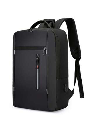 Men's Casual And Fashionable USB Interface Waterproof Fabric Double Tone Men's Backpack