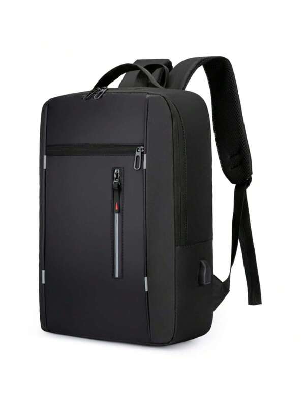 Sac à dos d'homme casual et avec interface USB, en tissu imperméable bicolore