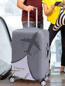 行李箱罩旅行箱罩适用于 18 至 32 英寸行李箱保护套，适用于户外旅行商务时尚图案，适用于男女旅行配件，涤纶行李箱弹力防尘罩，学生返校用品袋，适用于学校配件 - 灰色 - 查看 1