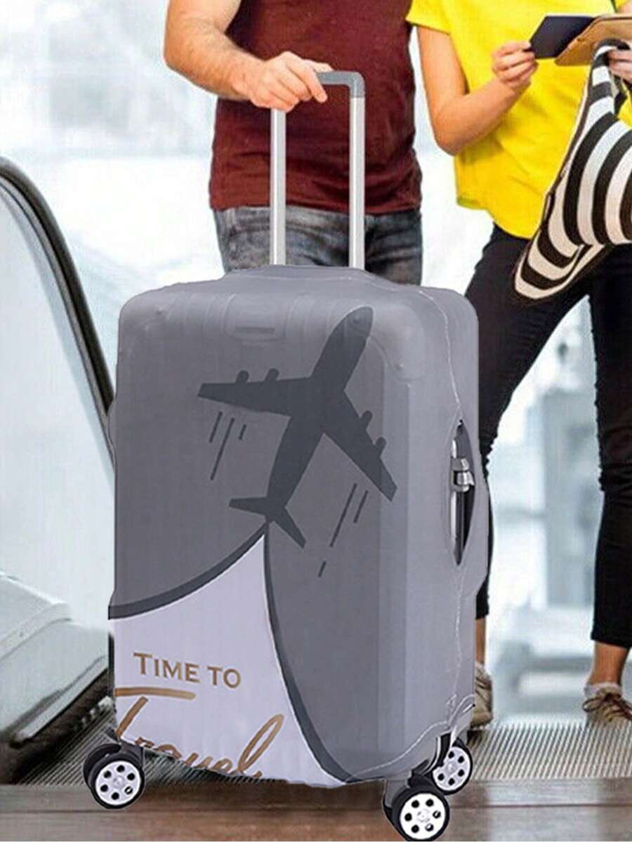 行李箱罩旅行箱罩适用于 18 至 32 英寸行李箱保护套，适用于户外旅行商务时尚图案，适用于男女旅行配件，涤纶行李箱弹力防尘罩，学生返校用品袋，适用于学校配件 - 灰色 - 查看 1