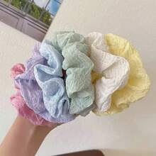 7 Stück Gänseblümchen/Sahne-Kremschnitten Scrunchies Haargummis, plissierte elastische Haarzubehör, stilvolle & vielseitige für den täglichen Gebrauch, Frühlings-/Sommer-Haargummis für Zöpfe