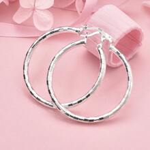 Wykwintne 1 para 925 srebrnych błyszczących kółek kolczyków dla kobiet moda urok biżuteria impreza boho prezent para