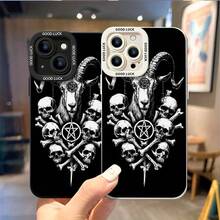 Baphomet And Skull Themed Phone Case Designed With Unique Artistic Elements Compatible With IPhone 16 15 14 13 12 And 11 Pro Models And Made Of TPU Protective Material Ideal Choice For Alternative Lifestyles Gifts And Any Occasion - 黑色 - 查看 4