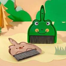 [Juego de escobas 3D Teddy & Frog] Herramienta de limpieza para niños con control de polvo estático, actividad divertida para padres e hijos, juego de limpieza de habitación alegre, diseño de dibujos animados adorable sin residuos de polvo