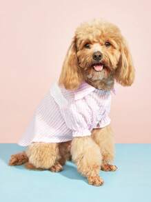 1pc Charming Striped Shirt Design For Pets, Fashionable & Cute INS Style Shirt For Teddy Dogs, Machine Washable Non-Pilling