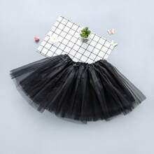 1pc Women/Teens/Adults Classic Elastic 3-Layer Tulle Skirt, Tutu Performance Dance Costume Mesh Pleated Mini Skirt