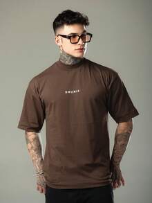 DMUNIZ Oversized Streetwear Turtleneck Printed Chest T-Shirts Kit 2 - 2 棕色 - 查看 7