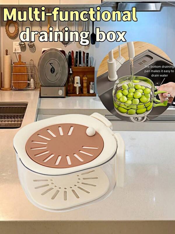 1 Stück spezieller großer Abtropfkorb, Zuhause verwendeter süßer Obstkorb, 2-in-1 erweiterbar Spül- und Abtropfkorb mit Deckel, dick, faltbar mit Griff für Küche, Kühlschrank Obst- und Gemüselagerung, einfache Zerlegung zum Reinigen, abtropfend trocknen ohne Berührung