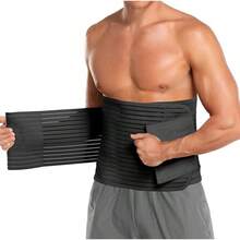 Faja abdominal para hombres y mujeres - Faja para después de cirugía, banda de compresión ajustable, faja abdominal, cinturón de soporte para hernia - Negro - Ver 1