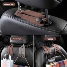 4Pcs,Car Hook ,Car Seat Cover With Hidden Hooks,PU Leather Material,Car Accessories,Vehicle Interior Accessories, Car Bag Storage Hook,Car Seat Back Upgrade Hidden,ABS Rear Seat Car Bag Storage Hook,For Various Vehicle Models,Travel,Outdoor,Back To School For Women Storage Organizer Travel Essentials Gift Back To School - Multicolor - View 6