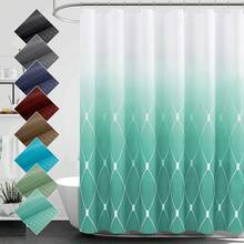 Black And White Shower Curtain, Black Ombre Geometric Men Bath Curtains For Bathroom, Masculine Shower Curtain, Durable And Machine Washable, 72 X 72 Inches, Black White And Gray - Aqua - 查看 1