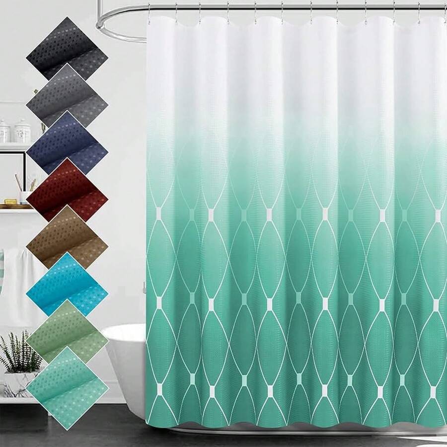 Black And White Shower Curtain, Black Ombre Geometric Men Bath Curtains For Bathroom, Masculine Shower Curtain, Durable And Machine Washable, 72 X 72 Inches, Black White And Gray - Aqua - 查看 1