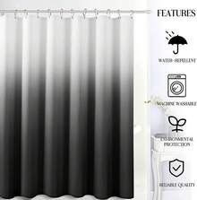Black And White Shower Curtain, Black Ombre Geometric Men Bath Curtains For Bathroom, Masculine Shower Curtain, Durable And Machine Washable, 72 X 72 Inches, Black White And Gray - 黑色漸變 - 查看 5