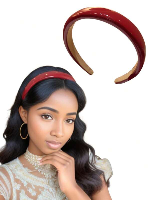 1/2pcs Vintage High-End Patent Leather Red Headband, Comfortable Non-Slip Hairband, Ideal For Daily Wear, Makeup, Parties, Gatherings, Vacations, Dinners, Performances, Enhances Elegant, Suitable Gift For Thanksgiving, Birthday, Holidays Headbands Hair Hoop