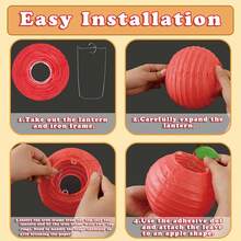 5/15 Pieces Of Interior Decoration: Red Apple-Shaped Paper Lantern Decoration, Hanging Ornaments, Fruit-Themed Party Home Decoration - Red Apple - View 4