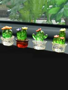 4件装汽车内饰小摆件仿真仙人掌小盆栽植物车内装饰饰品 - 彩色 - 查看 2