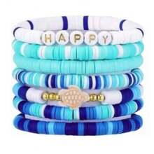 1 caja Kit de fabricación de joyas con cuentas con temática oceánica, pulsera de la amistad estilo vacaciones de verano, cuentas de arcilla para manualidades de joyería DIY, collar y aretes, regalo para días festivos