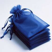 10/50/100pcs Navy Blue Gift Bags, Navy Blue Organza Candy Bags For Tableware, 10 Mixed Colors Wedding Favor Bags, Various Festival Party Packaging Supplies, Holiday Home Decor, Wedding Party Gift Packaging, Festival Activities And Party Gift Bags
