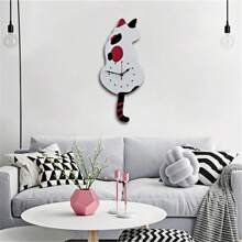 1pc Unique DIY Acrylic Black Cat Wall Clock With Mute Tail - Battery Operated, Silent, Easy To Read, Decorative Timepiece For Living Room, Bedroom, Restaurant, Office, Halloween, Thanksgiving, Easter Decorations School Decor School Surprise Dormitory Decor Back To School