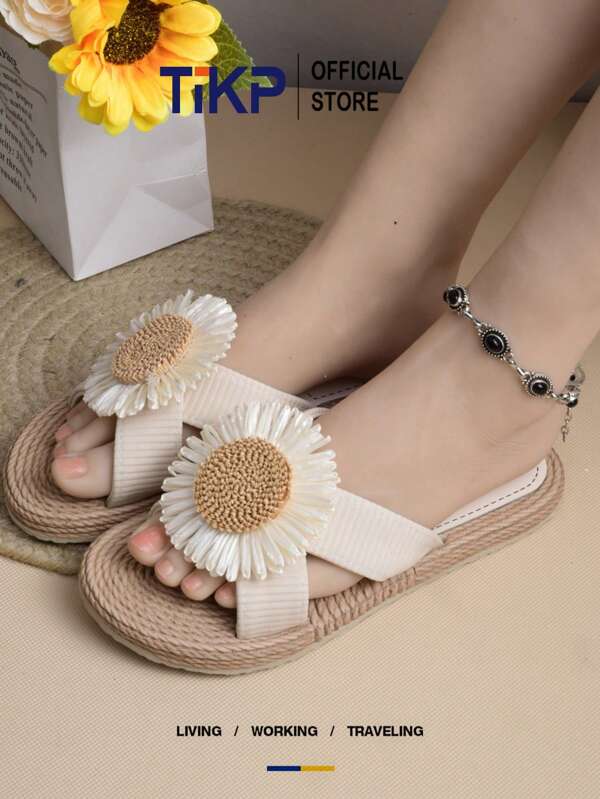 TIKP EVA Slippers Women Summer Slip-On Flat Slip-On Slippers, Non-Slip, Odor-Resistant, Simple & Versatile Sandals