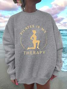 Pilates Is My Therapy Women's Round Neck Sweatshirt - 深灰色 - 查看 1