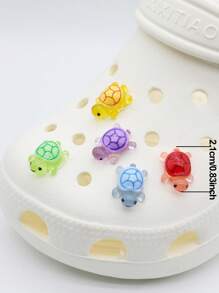 10pcs Glow-In-The-Dark Hole Shoes Accessories, Cute Cartoon 3D Turtle Detachable Decorative Accessories, Luminous After Absorbing Light, Beach Shoes Fluorescent Decorative Buttons