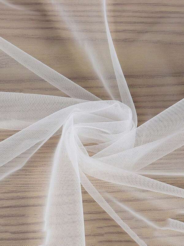 1pc White Soft Dense Mesh Lace Fabric Sheer Decor DIY Material