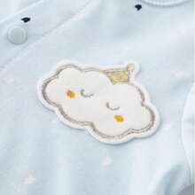 Baby Boys Soft Absorbent Cartoon Embroidered Shortall Romper, Summer - Baby Blue - View 2