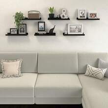 6-Piece Floating Wall Shelf Home Decor Display Stand - 現代黑色 - 查看 5