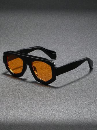 1 pièce Lunettes de soleil carrées surdimensionnées et plates pour hommes, personnalisées, mode, convient pour l'extérieur, le cyclisme, les fêtes de plage, coupe-vent