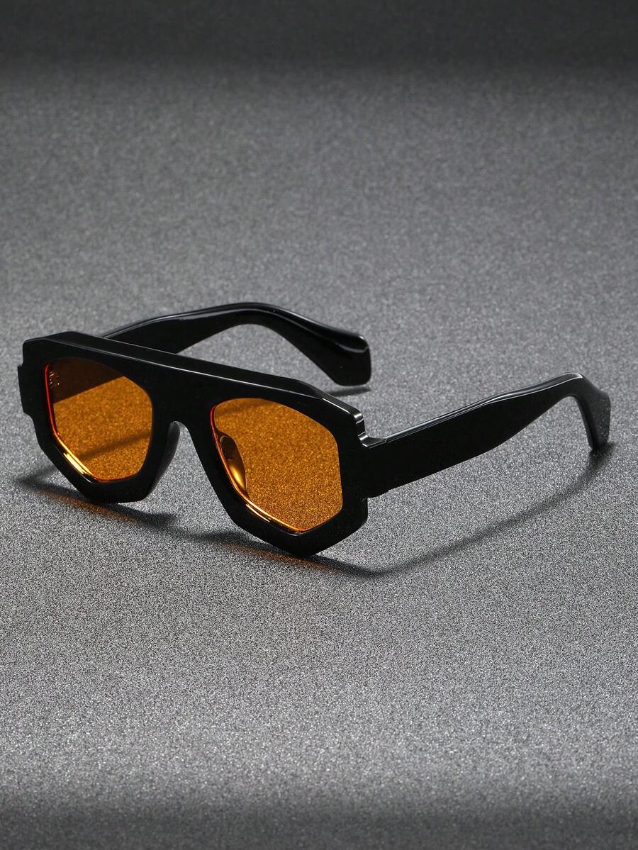 1pc Men's Oversized Square Flat Top Personalized Fashion Sunglasses, Suitable For Outdoor, Cycling, Beach Parties, Windproof - Nhiều màu - Xem 1