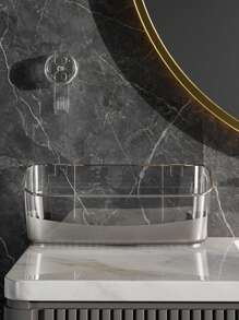 PET transparentes Badezimmer, Dusche, Küche, Toilette Aufbewahrungsregal - 2 Farben (Klar Weiß & Rauchgrau), klebefrei mit Saugnapf-Befestigung und Twist-Lock Luftfreigabe-Technologie, bohrlochfreie Wandmontage ohne Beschädigung, wiederverwendbares Mehrzweck-Aufbewahrungsregal für Gewürzgläser, Toilettenartikel, Toilettenpapier, Badezimmerzubehör, feuchtigkeitsbeständig, platzsparendes Design Rückkehr zur Schule