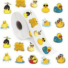 500pcs Funny Yellow Duck Stickers, Cute Cartoon Aesthetic Doodle 1 Inch Sticker Rolls With 10 Pattern Labels, Suitable For Water Bottles, Laptops, Phones, Skateboards, Guitars, Luggage, Scrapbooks, Helmets, Decorative Sticker Gift, Party Supplies