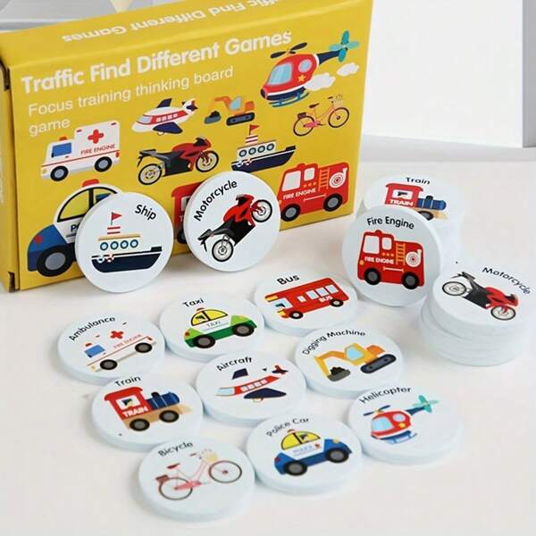 Juego de aprendizaje para niños de emparejamiento de números e imágenes de transporte, juguete educativo de madera para niños pequeños