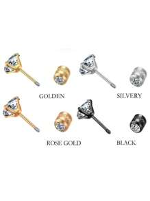 1 par de brincos de pino com parafuso banhados a ouro 18K para mulheres, brincos minúsculos unissex hipoalergênicos para cartilagem, brincos delicados de hélice com zircônia cúbica redonda dupla para homens, mulheres e meninas (cor ouro/prata 2 mm/3 mm/4 mm/5 mm/6 mm) para o Dia das Mães, Dia dos Namorados e Mardi Gras