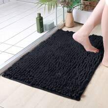 1pc Simple Solid Color Soft Chenille Non-Slip Bathroom Mat, Suitable For Bathroom, Toilet, Bedroom, Kitchen & Other Home Decoration