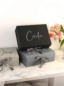 1个可定制姓名丝带礼盒，可折叠，磁吸式，婚礼礼盒，伴娘个性化姓名礼盒，带盖丝带礼盒，定制婚礼礼物，可与伴娘礼盒搭配使用，也适用于生日、情人节、新娘礼物，是婚礼、生日或任何场合的完美之选，也非常适合儿童艺术活动和节日日历，派对必备。 - 多色2 - 查看 7