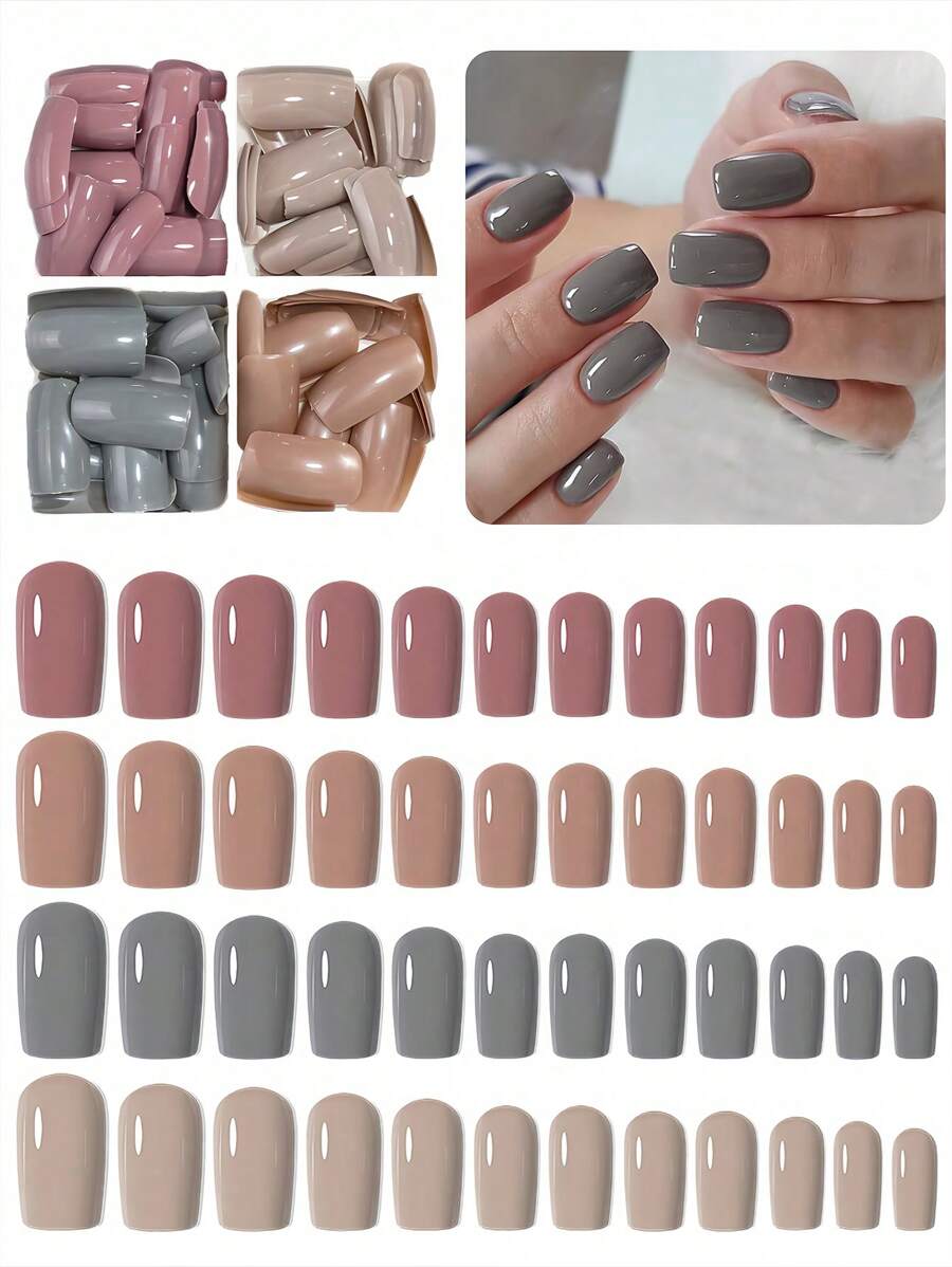 96 pezzi/Box Cofano opaco da applicare a pressione N Cover Copertura completa Nails False Misti Dimensioni Solide Color Extension Capsule Ovali Accessori Fai-da-te