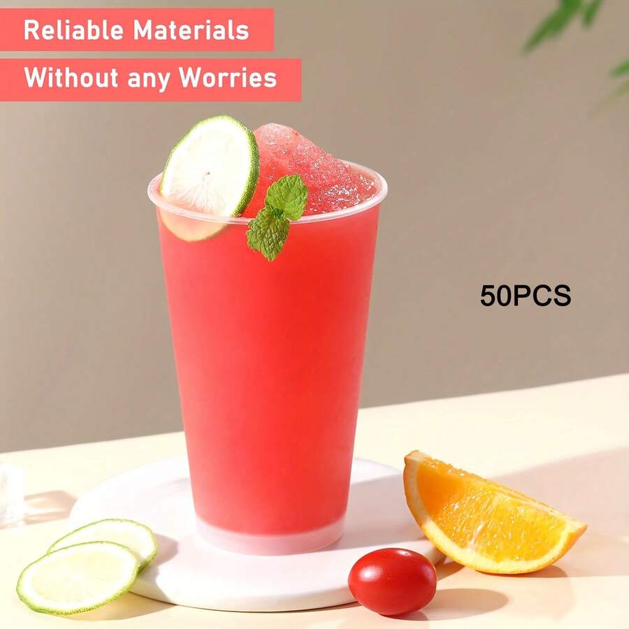 SAEIV 50/100 Pieces Of High-Quality Cold Drink Cups, Reusable Plastic Cups, Perfect For Parties And Events!