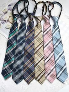 1 件男女通用休闲菱形格子涤纶领带