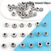 10/20/50 件混合古银隔珠散珠空心花丝珠合金珠隔珠适用于 DIY 项链手链珠宝制作配件 - 復古銀色 - 查看 12