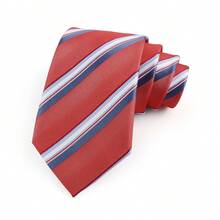 ZONFAZ Men's Striped Tie 7.5cm Tie Green Orange Stripes Ties Business Meeting Suit Wedding Party Office Tie Men's Gift Accessories - Multicolor - View 6
