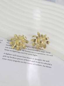 1 Pair Fashionable, Elegant, Unique Sunflower Stud Earrings