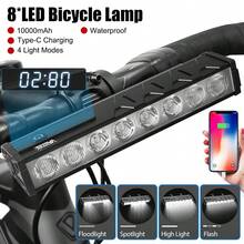 Vastfire Powerful 8 LED Bike Light Bar USB Rechargeable Bicycle Headlight Hi/Lo Beam 4Modes Adjustable Waterproof Bike Front&Rear Lamps Set With 10000mAh Rechargeable Battery - Black - View 10