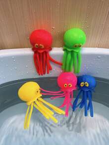 1PC儿童章鱼捏捏玩具婴儿戏水洗澡玩具淋浴喷水章鱼章鱼喷水减压玩具宝宝洗澡必备玩具夏季游泳玩具