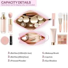 2 PCS Initial Makeup Bags For Women: Cosmetic Bag For Travel Toiletry - Birthday Gifts For 11 12 13 14 15 16 17 18 Years Old Girl Graduation Teacher Gift- Teen Girl Gifts Stuff - Pink A