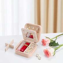 New- All Travel Jewelry Case, To Go Portable Jewelry Box, Travel Jewelry ,Portable Jewellery Storage Holder For Rings Earrings Necklace, Gifts For Girls Women  Mirror -Pink - 粉色 - 查看 4