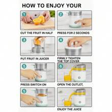 Electric Citrus Juicer Rechargeable Hands-Free Masticating Orange Lemon Squeezer